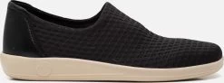 Ecco Soft 2.0 Instappers Zwart Textiel - Dames - Maat 41